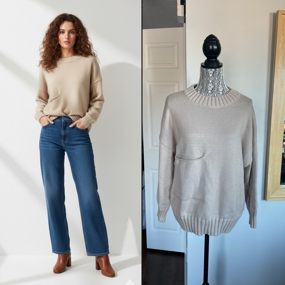 NWT Large Cozy Knit Crewneck Sweater. - Picture 2 of 5